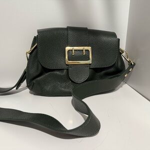 Elegant dark green Leather Shoulder Bag